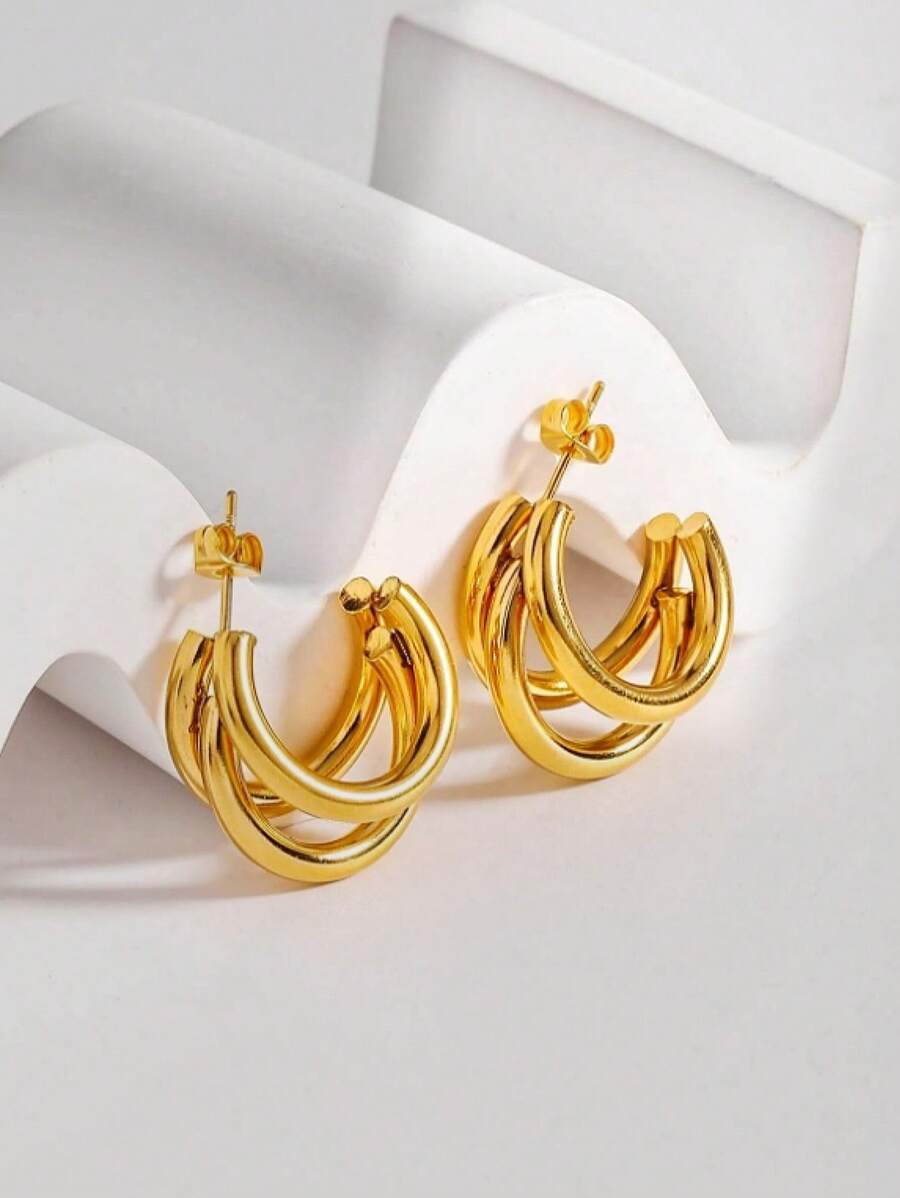 Brincos Argola Camadas Elegância Moderna