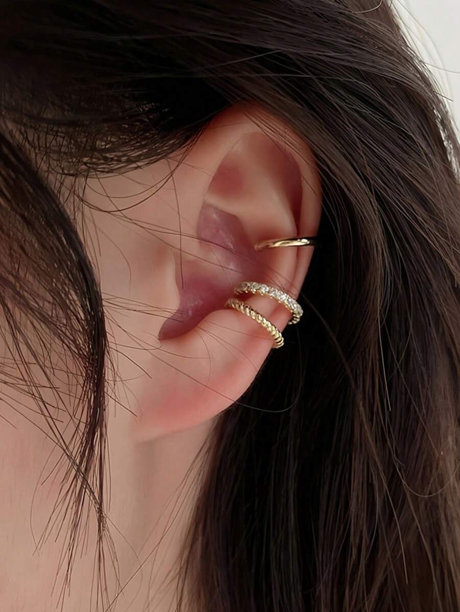 Brincos Vintage Formato C Glam Dourado